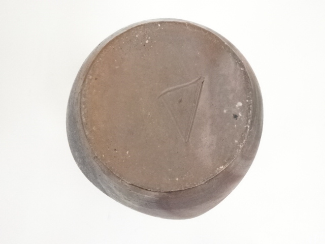 茶道具　備前焼　柴岡香山作　茶入　仕覆付　共箱　V　6502 茶道具 備前焼 柴岡香山作 茶入 仕覆付 共箱 V 6502